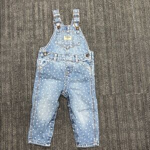 OshKosh B'gosh Denim Overalls with hearts 18mo